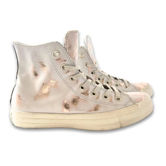 Converse Brush Off CTAS Leather High-Top Sneakers | Size 7.5 | White/Rose Gold - Picture 1 of 6